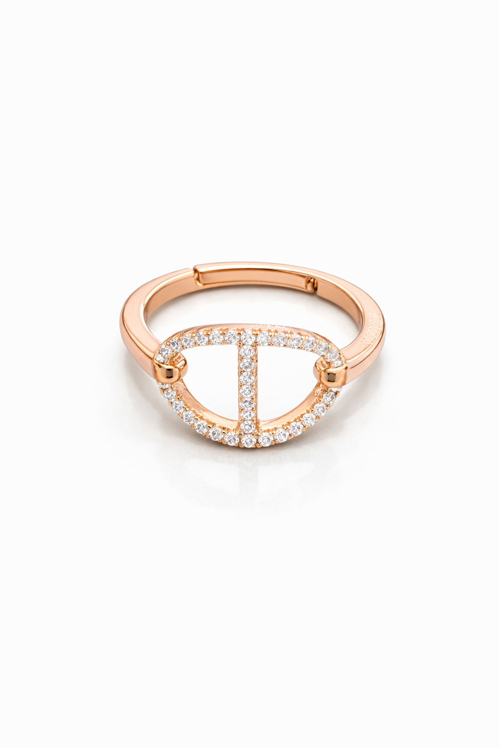 fico gioielli - Anello Design Geometrico in Argento 925 Rosé con Zirconi Bianchi