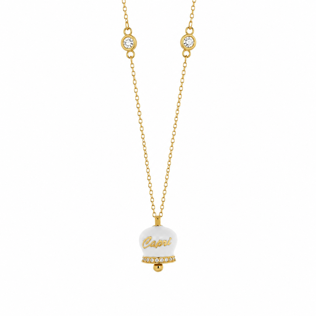 BYSIMON - Collana in Argento 925 con campanella bianca Capri e zirconi