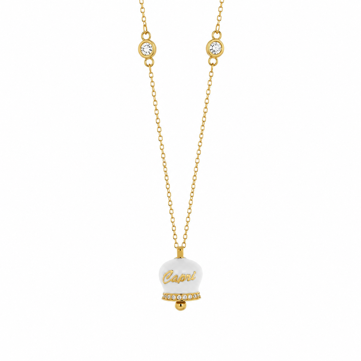 BYSIMON - Collana in Argento 925 con campanella bianca Capri e zirconi
