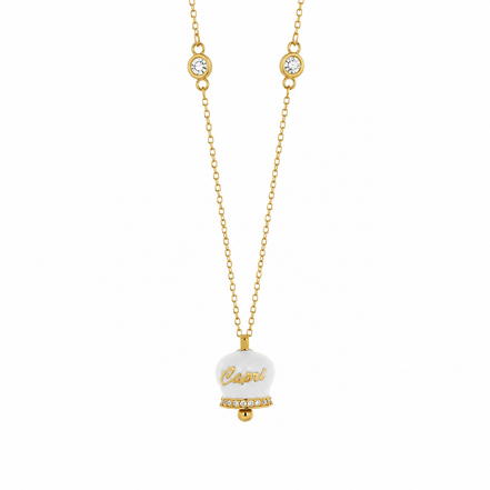 BYSIMON - Collana in Argento 925 con campanella bianca Capri e zirconi