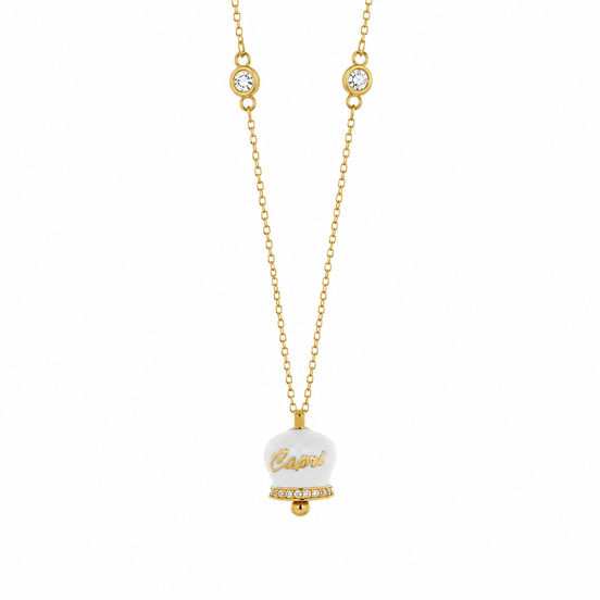 BYSIMON - Collana in Argento 925 con campanella bianca Capri e zirconi