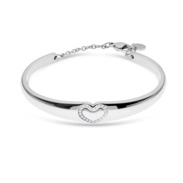 LIU JO - Bracciale Donna Acciaio Rigido Cuore Zirconi Bianchi LJ2456