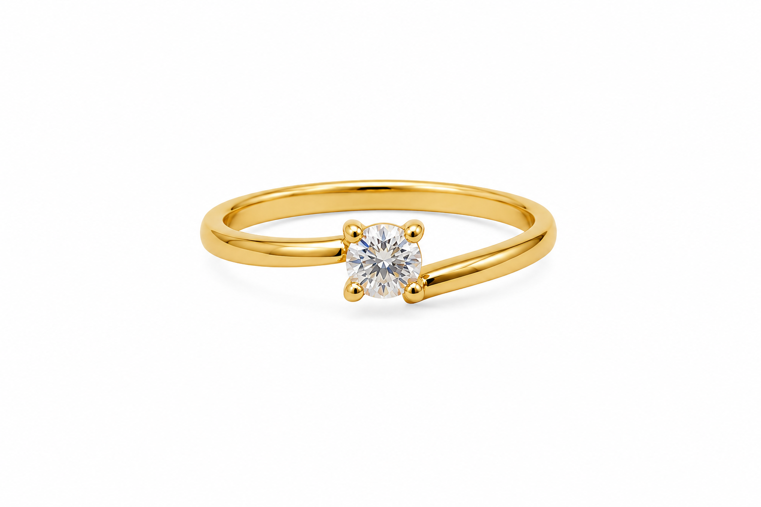 Fico Gioielli - Anello Solitario Regolabile con Zircone in Argento 925 Dorato