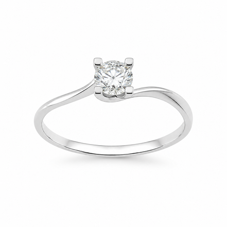 Fico gioielli - Anello solitario in Oro Bianco 18 KT con Diamante