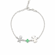 fico gioielli - Bracciale Bimbo e Bimba con Quadrifoglio in Argento 925