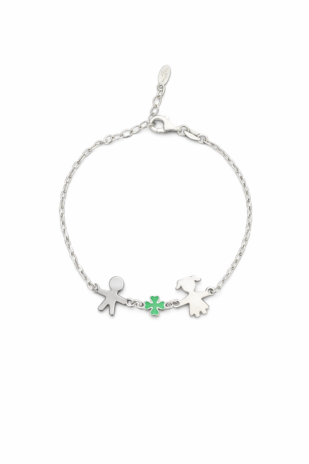 fico gioielli - Bracciale Bimbo e Bimba con Quadrifoglio in Argento 925