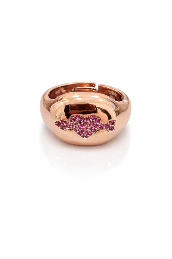 fico gioielli - Anello Cuore Pavé Rosa in Argento 925