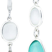 XOR732 Orecchini a cerchio con cristalli white e acquamarina