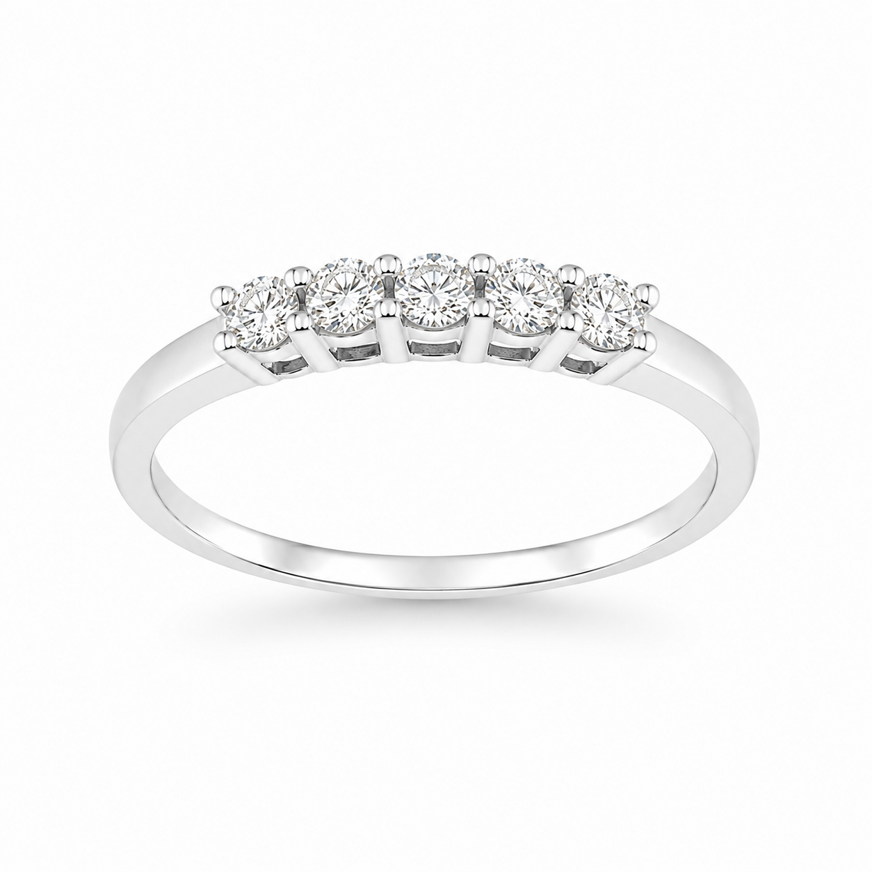 Fico Gioielli - Anello veretta 5 diamanti in Oro Bianco 18 KT