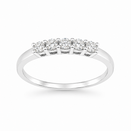 Fico Gioielli - Anello veretta 5 diamanti in Oro Bianco 18 KT
