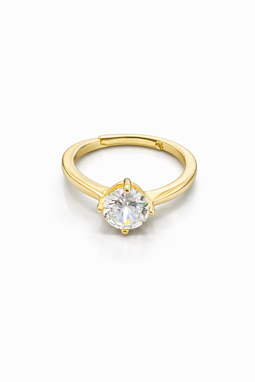 fico gioielli - Anello Solitario in Argento 925 con Zircone Bianco