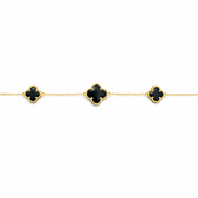 fico gioielli - Bracciale Quadrifoglio in Argento 925 con Pietra Nera