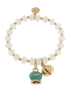 amo capri - Bracciale in Metallo campanella verde e piccolo sonaglio con pietre bianche