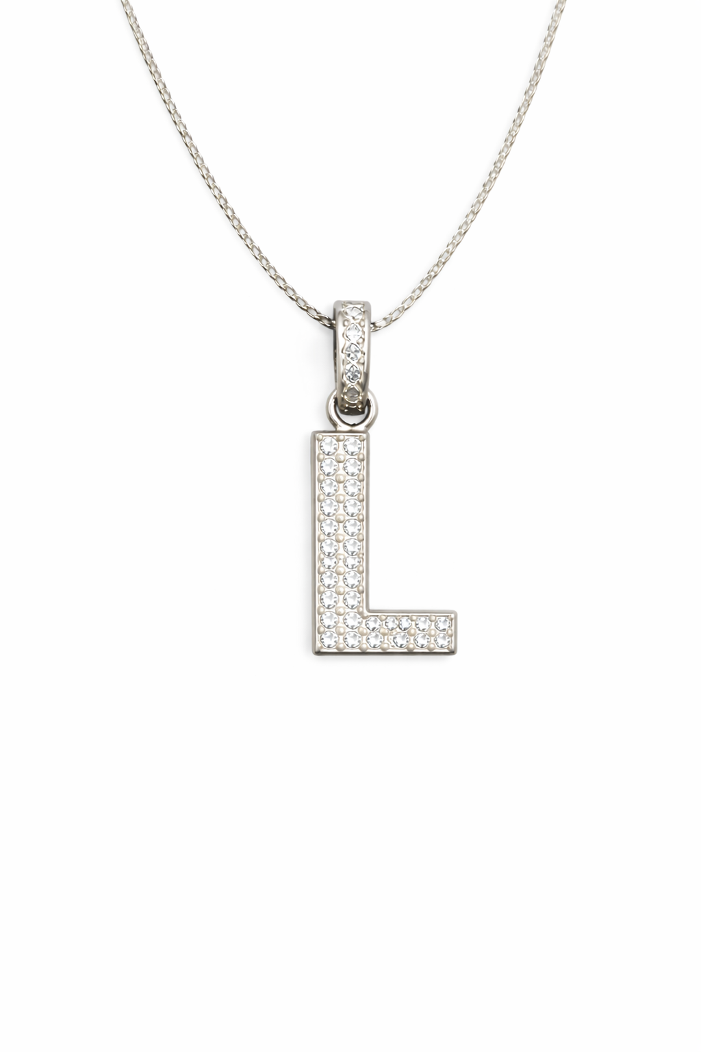 fico gioielli - Collana con Iniziale “L” in Argento con Zirconi