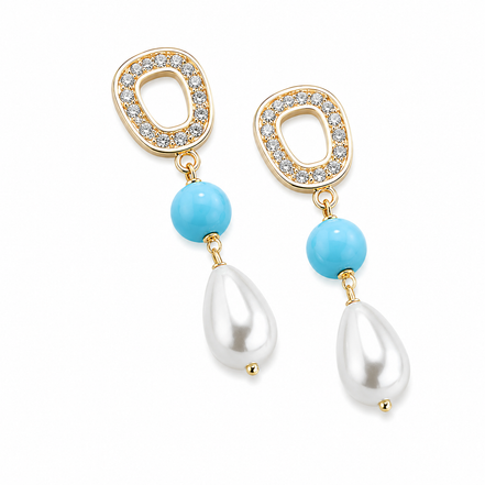 Sovrani - Orecchini Fashion Mood con perle turchese