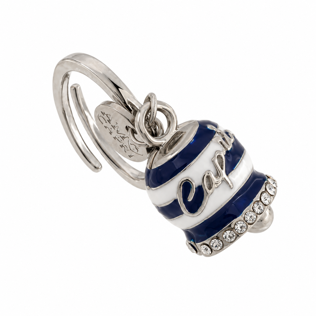 Amo Capri - Anello in Acciaio campanella Capri con strisce blu
