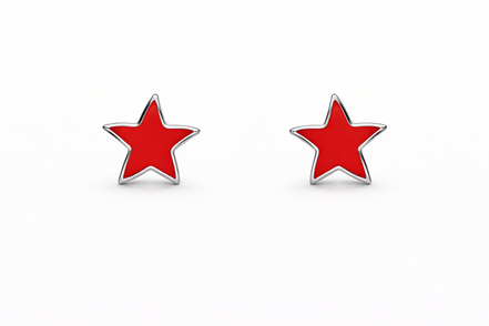 fico gioielli - Orecchini Stella Rossa in Argento 925