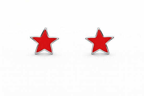 fico gioielli - Orecchini Stella Rossa in Argento 925