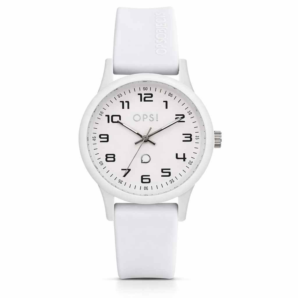 Ops! - Orologio  Silicon Sport Gomma Bianco