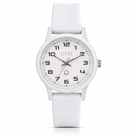 Ops! - Orologio  Silicon Sport Gomma Bianco