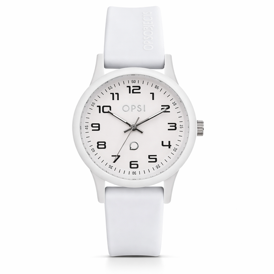 Ops! - Orologio  Silicon Sport Gomma Bianco