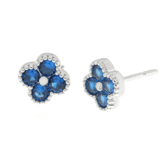 BYSIMON - Orecchini in Argento 925 con fiore blu