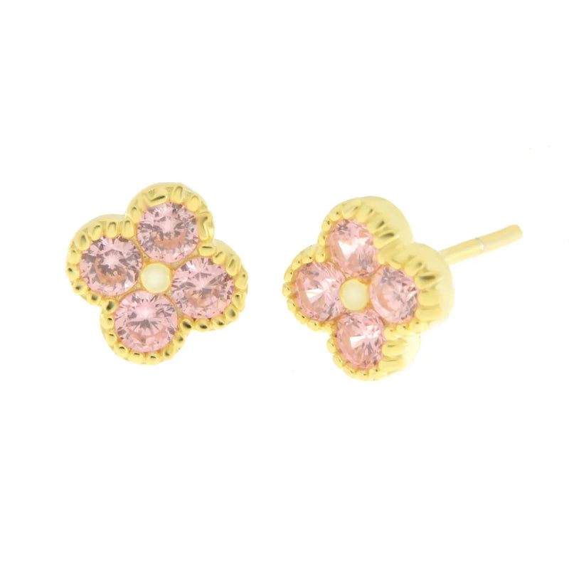 BYSIMON -  Orecchini in Argento 925 con fiore rosa