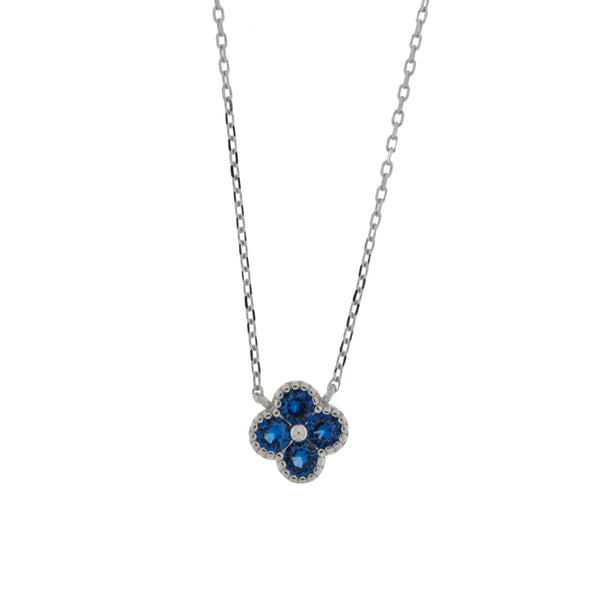 BYSIMON - Collana in Argento 925 con fiore blu