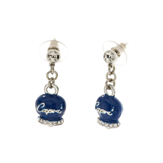 amo capri - Orecchini in Metallo con campanella capri pendente in smalto blu, impreziosita da cristalli