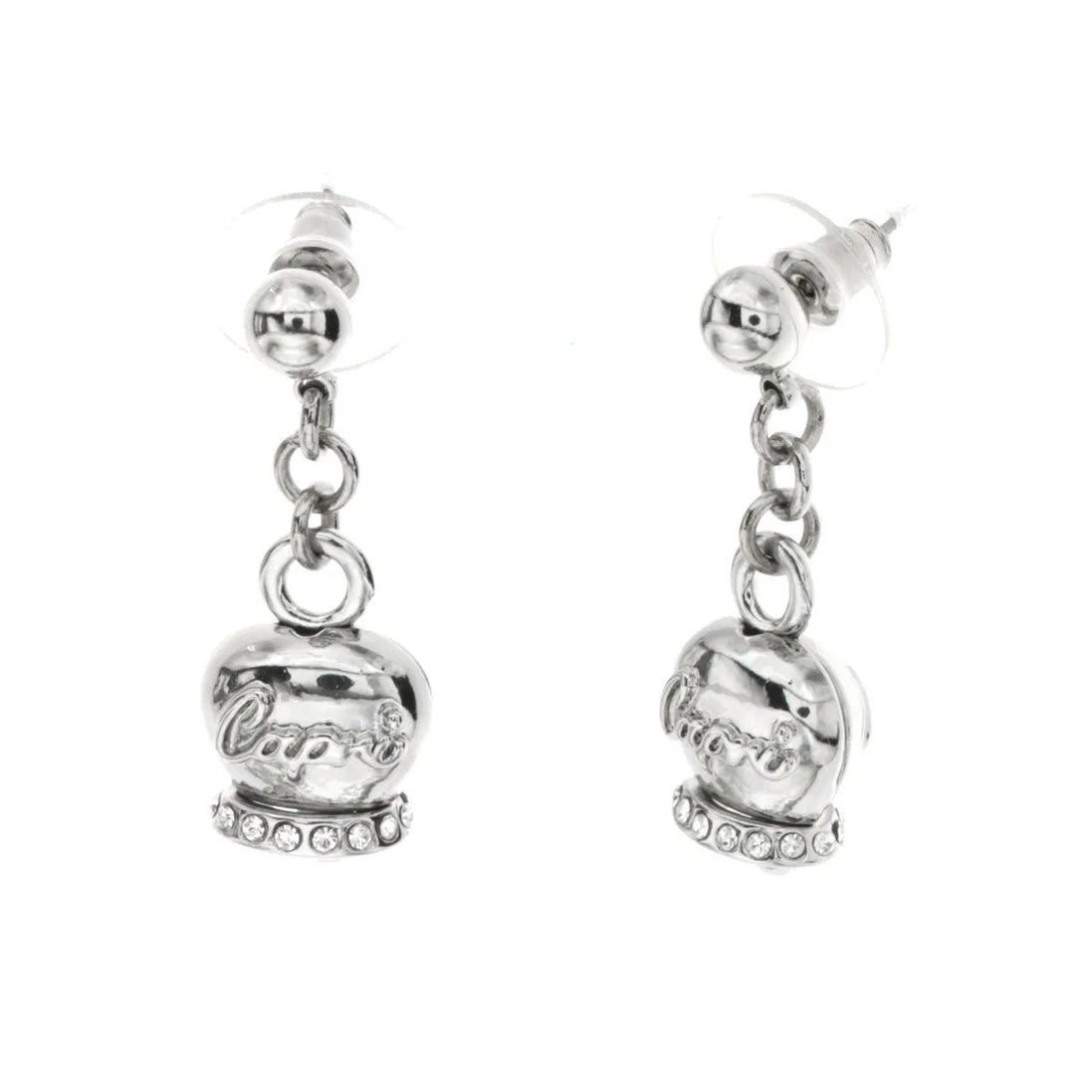 amo capri - Orecchini in Metallo campanella con scritta capri impreziosita da cristalli