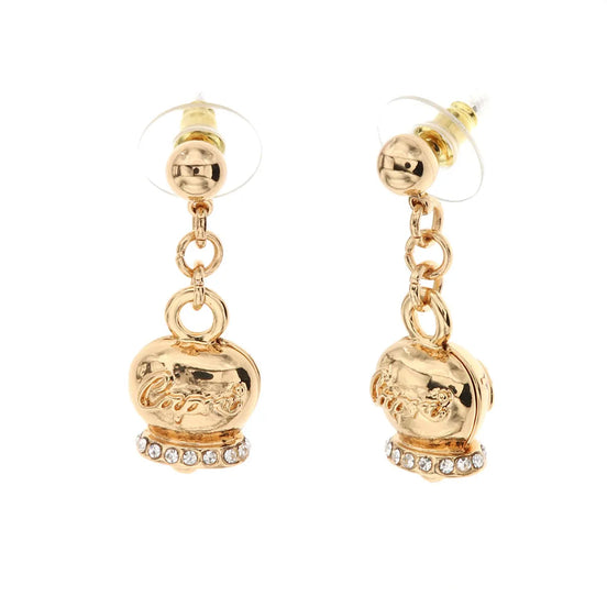 Amo Capri - Orecchini in Metallo campanella con scritta capri impreziosita da cristalli