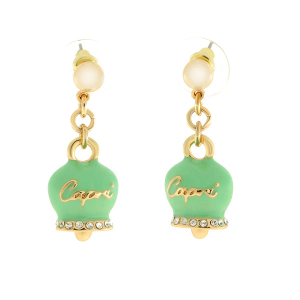 amo capri -    Orecchini in Metallo con campanella verde scritta capri