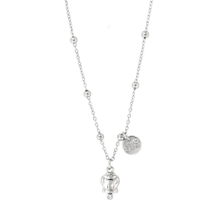 amo capri - Collana in Metallo con campanella portafortuna pendente, impreziosita da cristalli