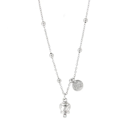 amo capri - Collana in Metallo con campanella portafortuna pendente, impreziosita da cristalli