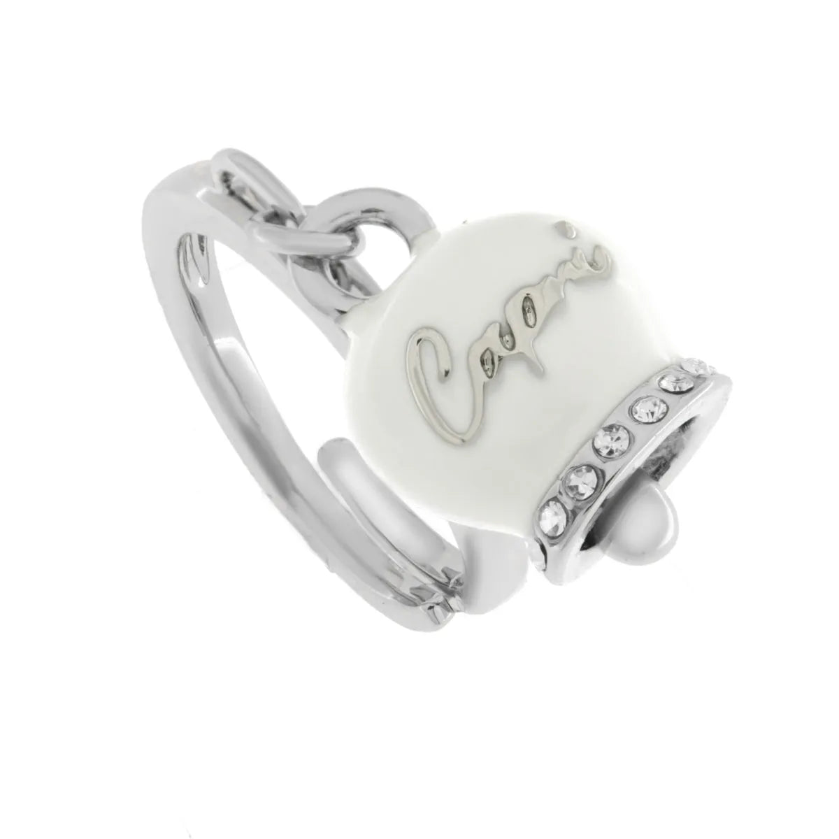 amo capri - Anello in Metallo con campanella bianca scritta capri