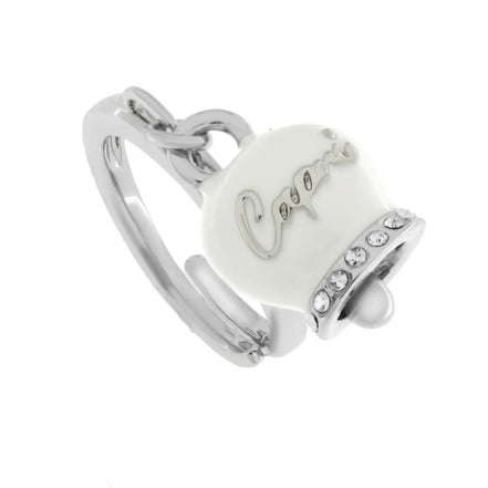amo capri - Anello in Metallo con campanella bianca scritta capri