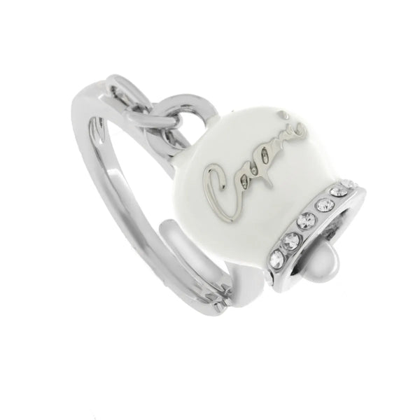 amo capri - Anello in Metallo con campanella bianca scritta capri