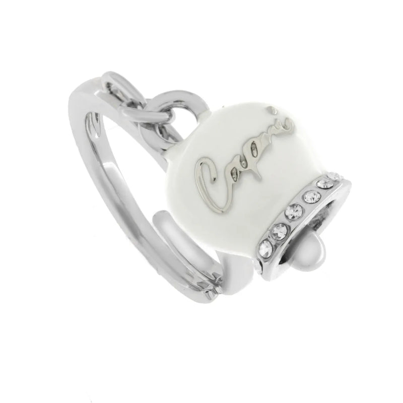 amo capri - Anello in Metallo con campanella bianca scritta capri