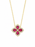 BYSIMON - Collana in Argento 925 fiore rosso placcato oro