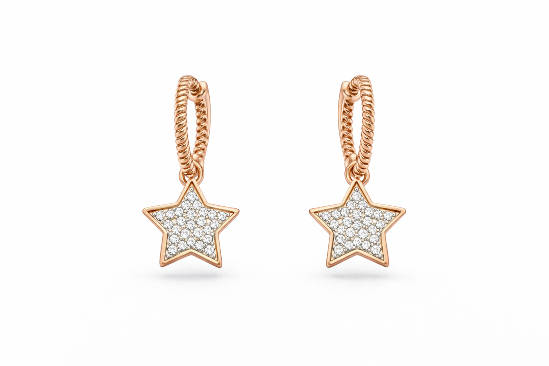 fico gioielli - Orecchini Stella con Zirconi Argento 925 Rosé