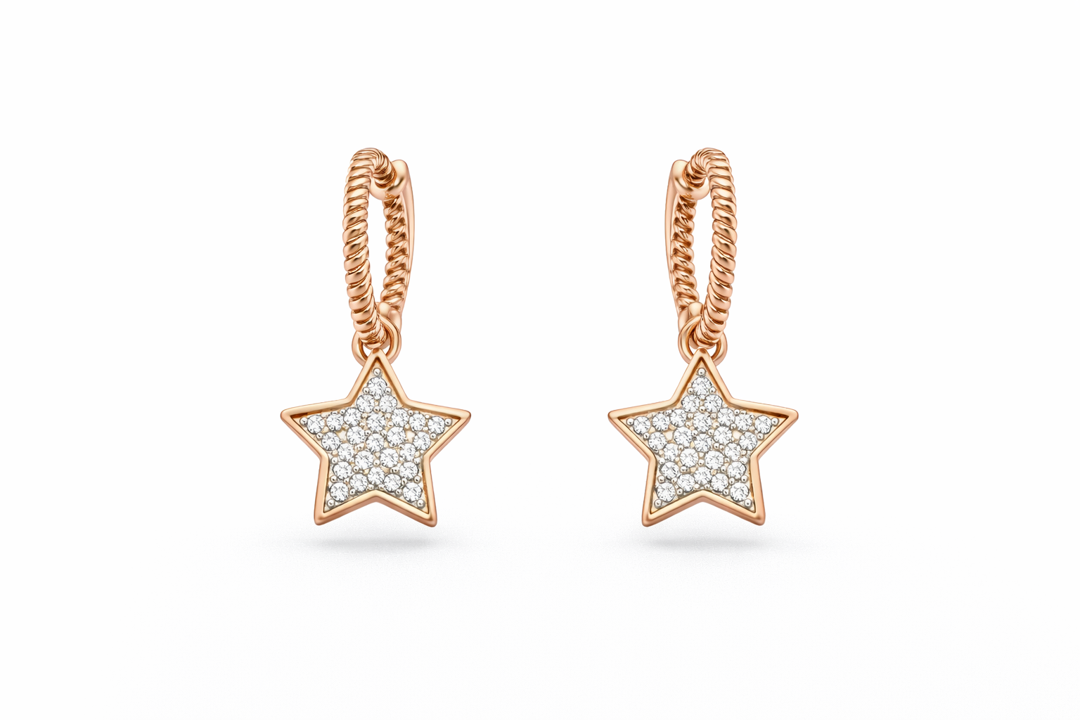 fico gioielli - Orecchini Stella con Zirconi Argento 925 Rosé