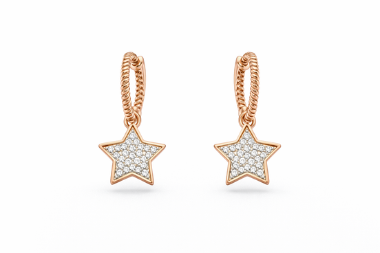 fico gioielli - Orecchini Stella con Zirconi Argento 925 Rosé