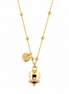 Amo Capri - Collana in Metallo con campanella portafortuna pendente, impreziosita da cristalli