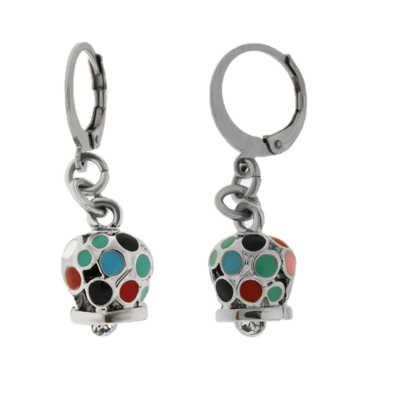 amo capri - Orecchini in Acciaio cerchietto con campanella, impreziosita da smalti multicolore