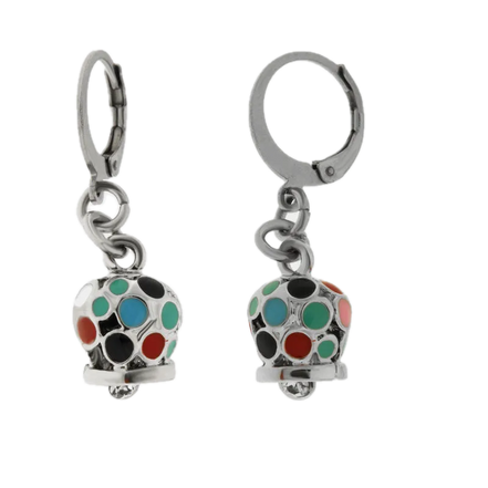 amo capri - Orecchini in Acciaio cerchietto con campanella, impreziosita da smalti multicolore
