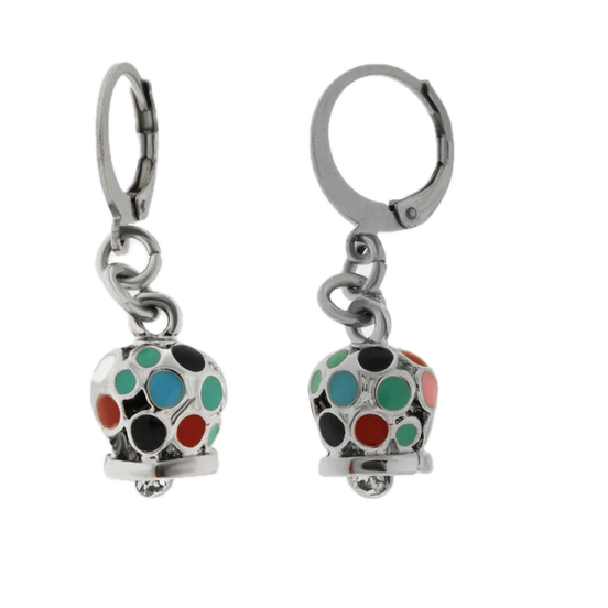 amo capri - Orecchini in Acciaio cerchietto con campanella, impreziosita da smalti multicolore