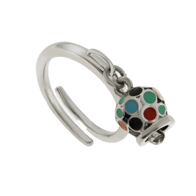 amo capri - Anello in Acciaio con campanella impreziosita da smalti multicolore
