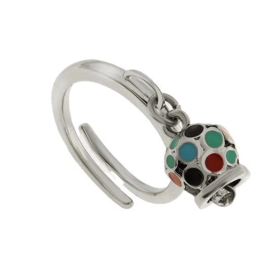 amo capri - Anello in Acciaio con campanella impreziosita da smalti multicolore