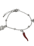 Amo Capri - Bracciale in Acciaio con cornetto rosso pendente e campanella portafortuna con punto luce