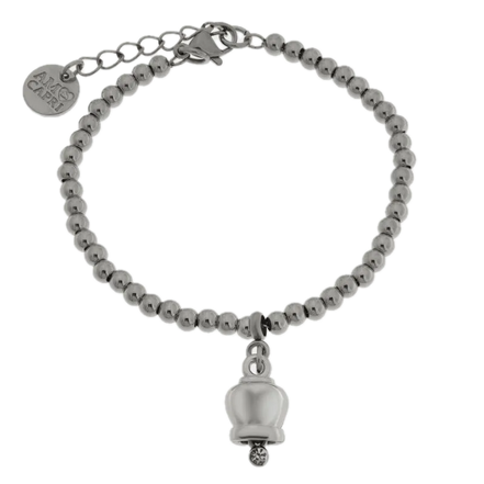 amo capri - Bracciale in Acciaio maglia a sfere con campanella portafortuna